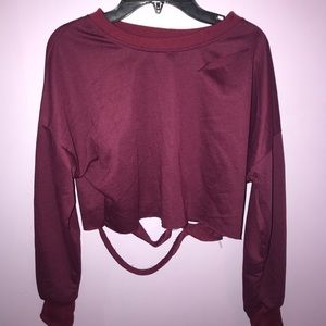 Long sleeved slit crop top